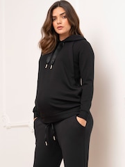 Seraphine Soft Black Maternity Hoodie With Nursing Zip - Image 1 of 10