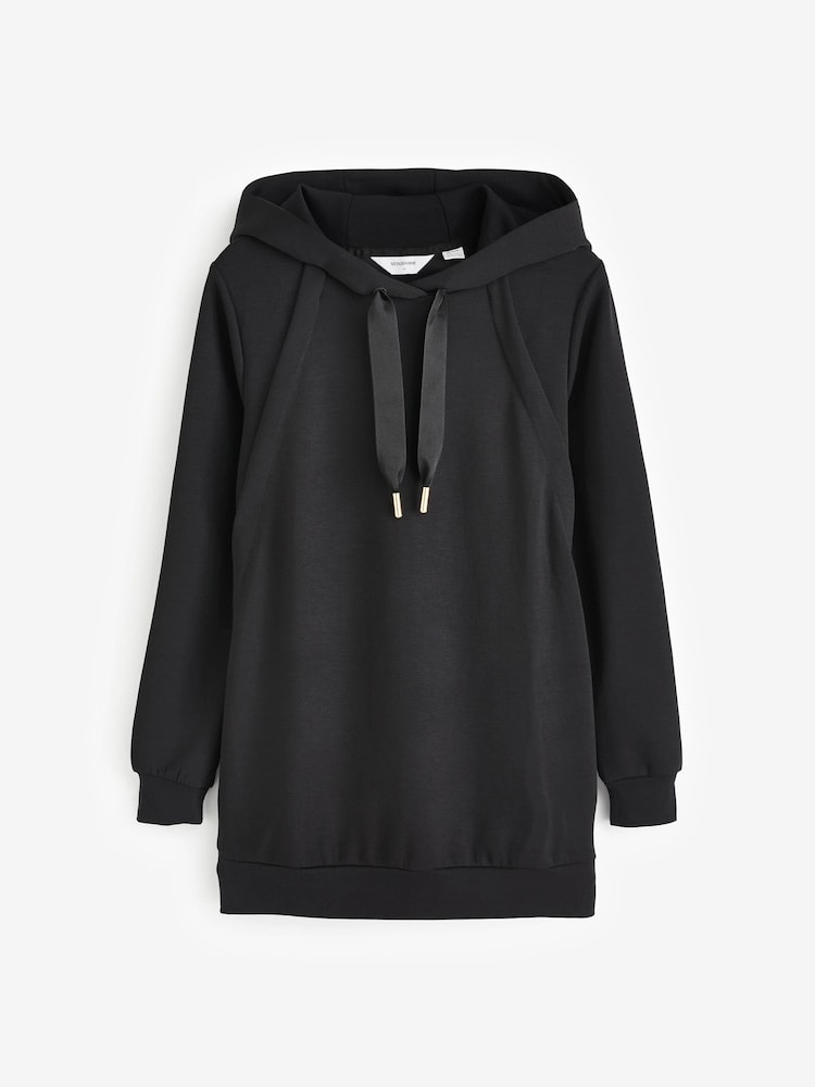 Seraphine Soft Black Maternity Hoodie With Nursing Zip - Image 10 of 10