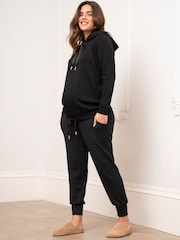 Seraphine Soft Black Maternity Hoodie With Nursing Zip - Image 3 of 10