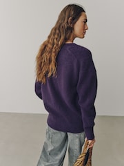 Violet - Mid Length Long Sleeve Cardigan with Wool - Image 2 de 6
