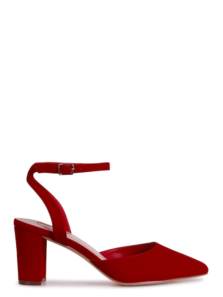 Linzi Red Carrie Open Back Court Block Heels - Image 2 of 4