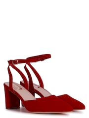 Linzi Red Carrie Open Back Court Block Heels - Image 3 of 4
