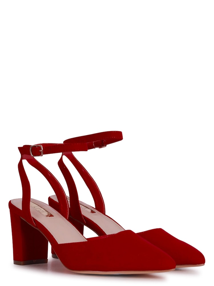 Linzi Red Carrie Open Back Court Block Heels - Image 3 of 4