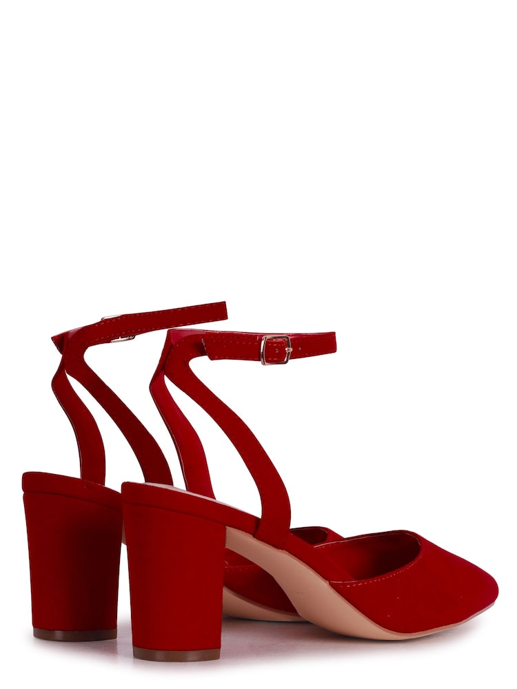 Linzi Red Carrie Open Back Court Block Heels - Image 4 of 4
