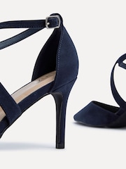 Linzi Blue Runway Faux Leather Stiletto Court Heels With Crossover Front Strap - Image 5 of 5