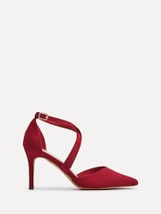 Linzi Red Runway Stiletto Court Heels With Crossover Front Strap - Image 2 of 5