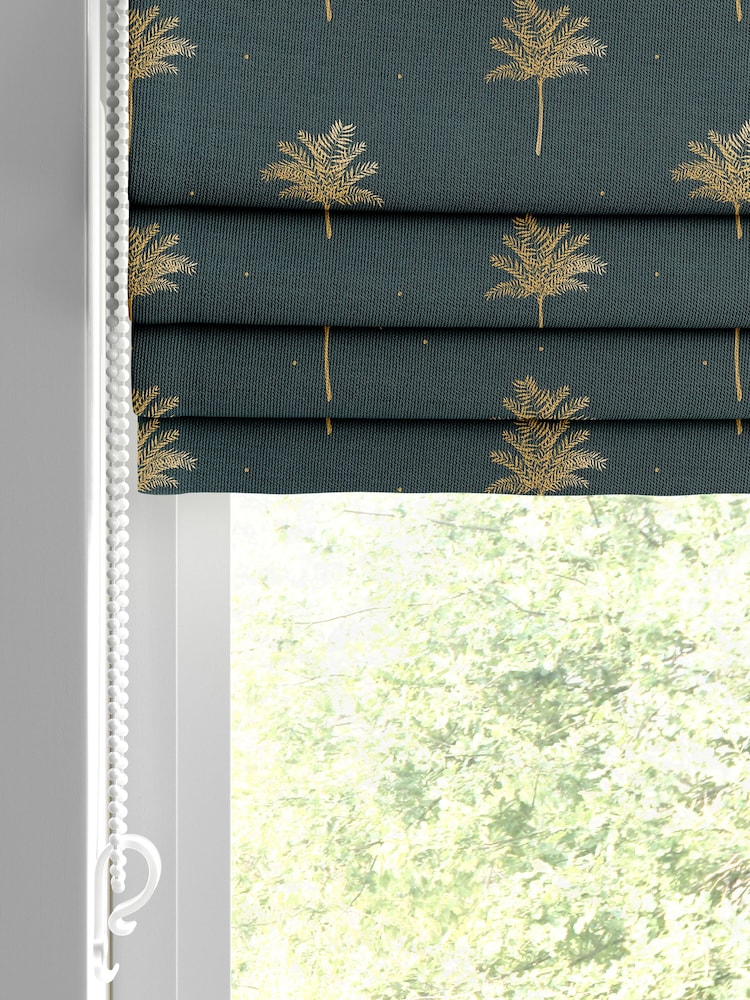 Sara Miller Forest Green Small Palm Made to Measure 100% Cotton Roman Blinds - Image 2 of 5