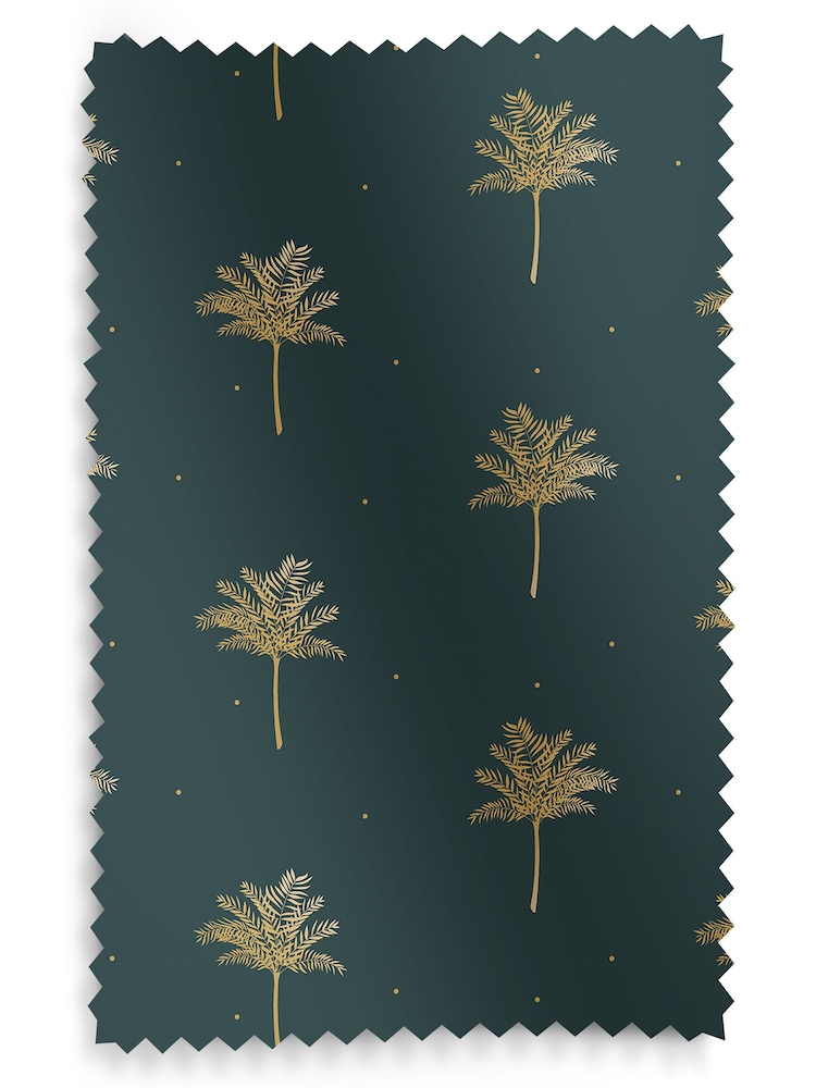Sara Miller Forest Green Small Palm Made to Measure 100% Cotton Roman Blinds - Image 5 of 5
