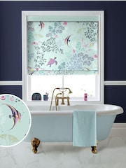 Sara Miller Aqua Blue Underwater Made to Measure Roman 100% Cotton Blind - Image 1 of 6