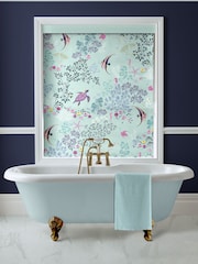 Sara Miller Aqua Blue Underwater Made to Measure Roman 100% Cotton Blind - Image 2 of 6