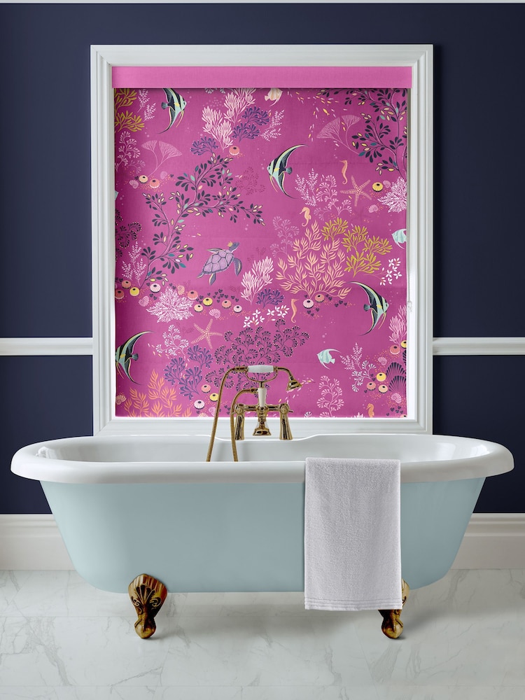 Sara Miller Mauve Purple 100% Cotton Underwater Made to Measure Roman Blinds - Image 5 of 5