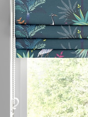 Sara Miller Teal Green Heron Made to Measure 100% Cotton Roman Blinds - Image 2 of 6
