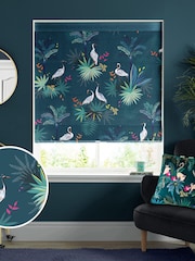 Sara Miller Teal Green Heron Made to Measure 100% Cotton Roman Blinds - Image 5 of 6