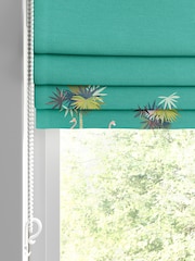 Sara Miller Green Flamingo Border Made to Measure Roman 100% Cotton Blind - Image 2 of 6