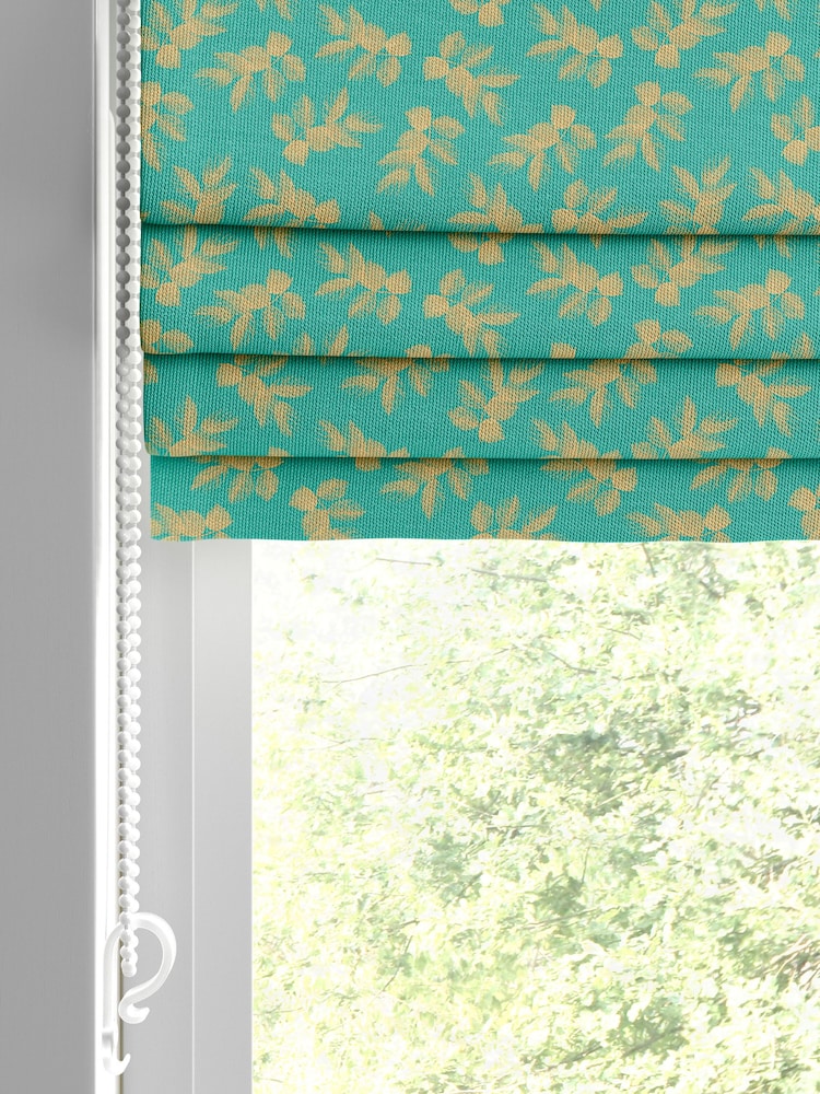 Sara Miller Green Etched Leaves Made to Measure Roman 100% Cotton Blind - Image 2 of 6