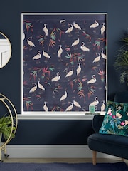 Sara Miller Smoke Blue Heron Made to Measure Roman 100% Cotton Blind - Image 2 of 6