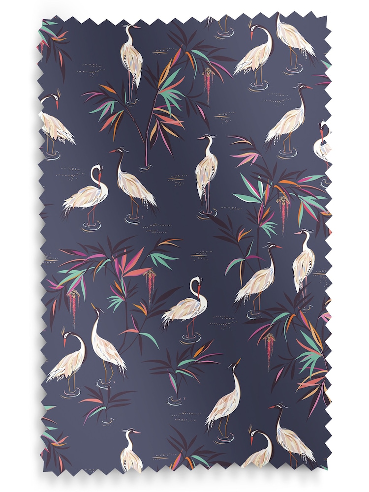Sara Miller Smoke Blue Heron Made to Measure Roman 100% Cotton Blind - Image 5 of 5