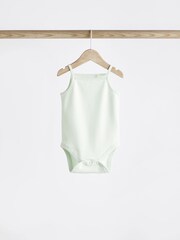Peach/Green Baby Strappy Vest Bodysuits 5 Pack - Image 4 of 11