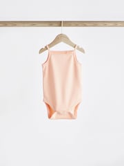 Peach/Green Baby Strappy Vest Bodysuits 5 Pack - Image 5 of 11