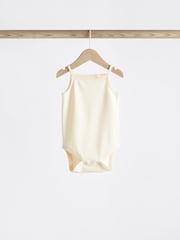 Peach/Green Baby Strappy Vest Bodysuits 5 Pack - Image 6 of 11