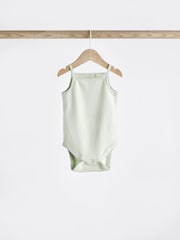 Peach/Green Baby Strappy Vest Bodysuits 5 Pack - Image 7 of 11