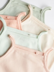 Peach/Green Baby Strappy Vest Bodysuits 5 Pack - Image 9 of 11