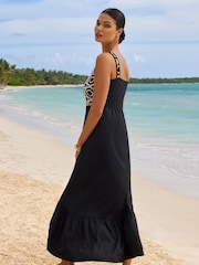 Lipsy Black/White Crochet Mix Cami Holiday Shop Maxi Dress - Image 3 of 4