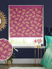 Sara Miller Fuchsia Pink Etched Leaves Made To Measure Roller Blinds - Image 1 of 6