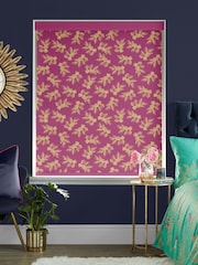 Sara Miller Fuchsia Pink Etched Leaves Made To Measure Roller Blinds - Image 2 of 6