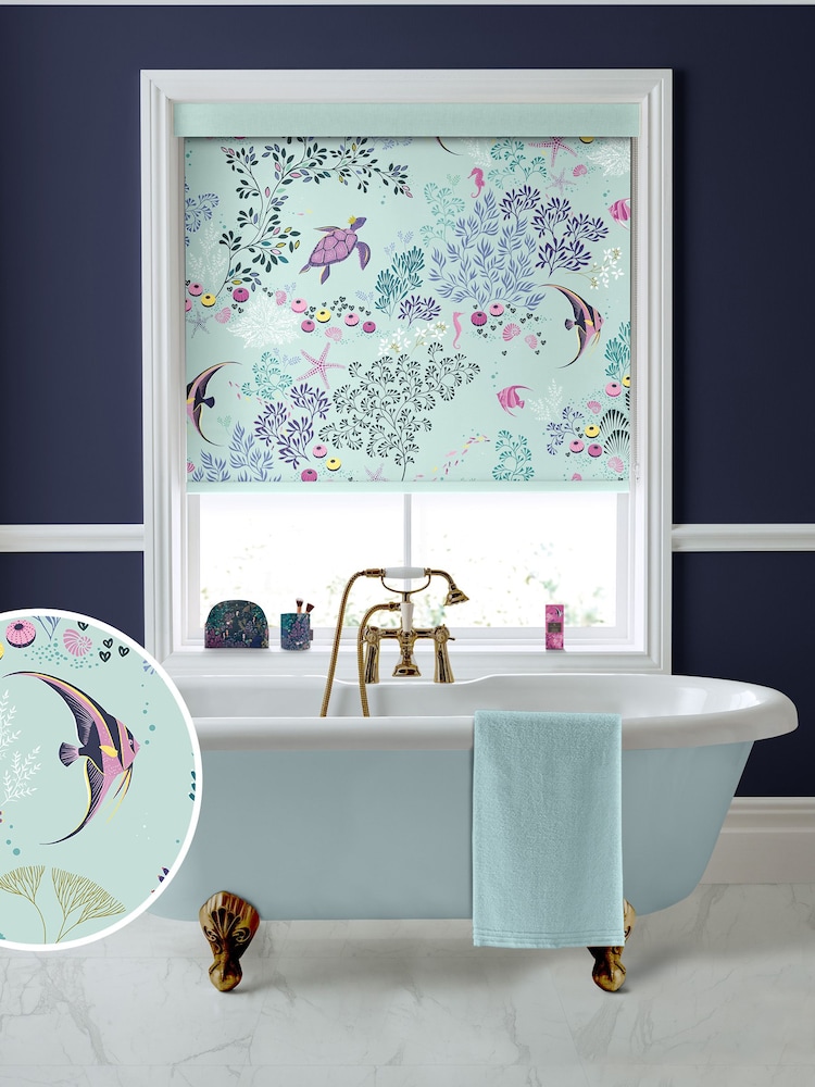 Sara Miller Aqua Blue Underwater Made To Measure Roller Blinds - Image 1 of 5