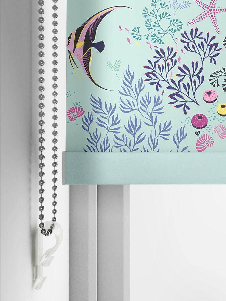 Sara Miller Aqua Blue Underwater Made To Measure Roller Blinds - Image 4 of 4