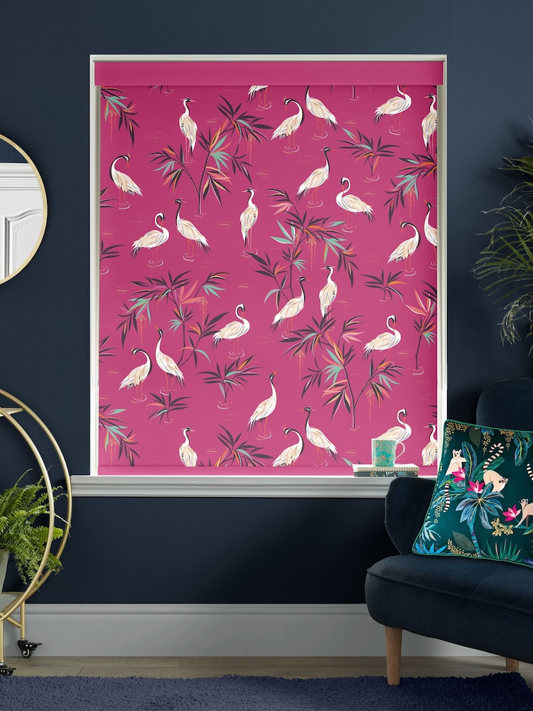 Sara Miller Fuchsia Pink Heron Made To Measure Roller Blinds - Image 2 of 6