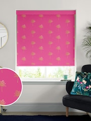 Sara Miller Pink Small Palm Made To Measure Roller Blinds - Image 1 of 5