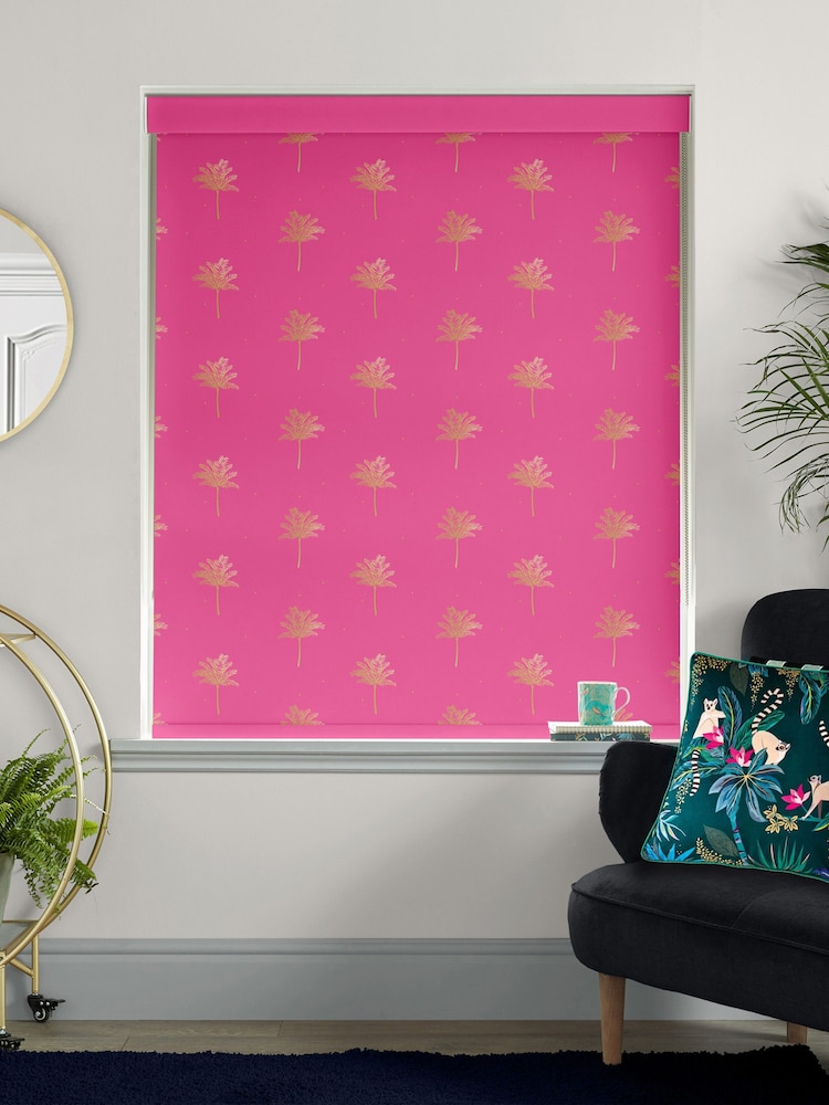 Sara Miller Pink Small Palm Made To Measure Roller Blinds - Image 2 of 5