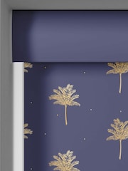 Sara Miller Navy Blue Small Palm Made To Measure Roller Blinds - Image 3 of 6