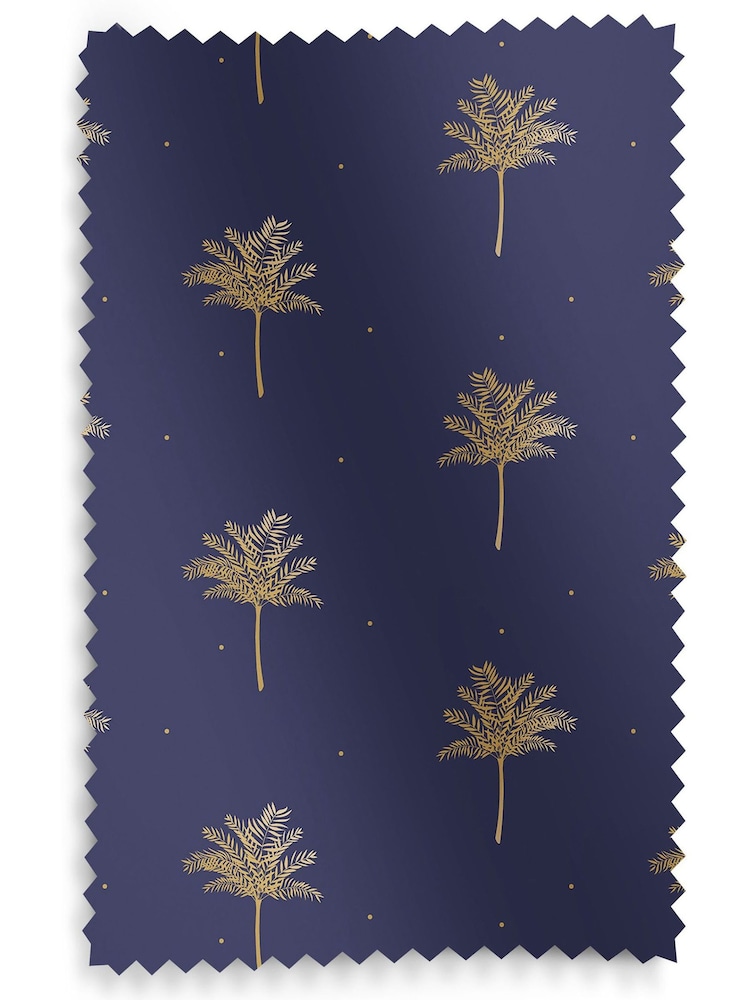 Sara Miller Navy Blue Small Palm Made To Measure Roller Blinds - Image 6 of 6