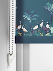 Sara Miller Teal Green Heron Border Made To Measure Roller Blinds - Image 5 of 6