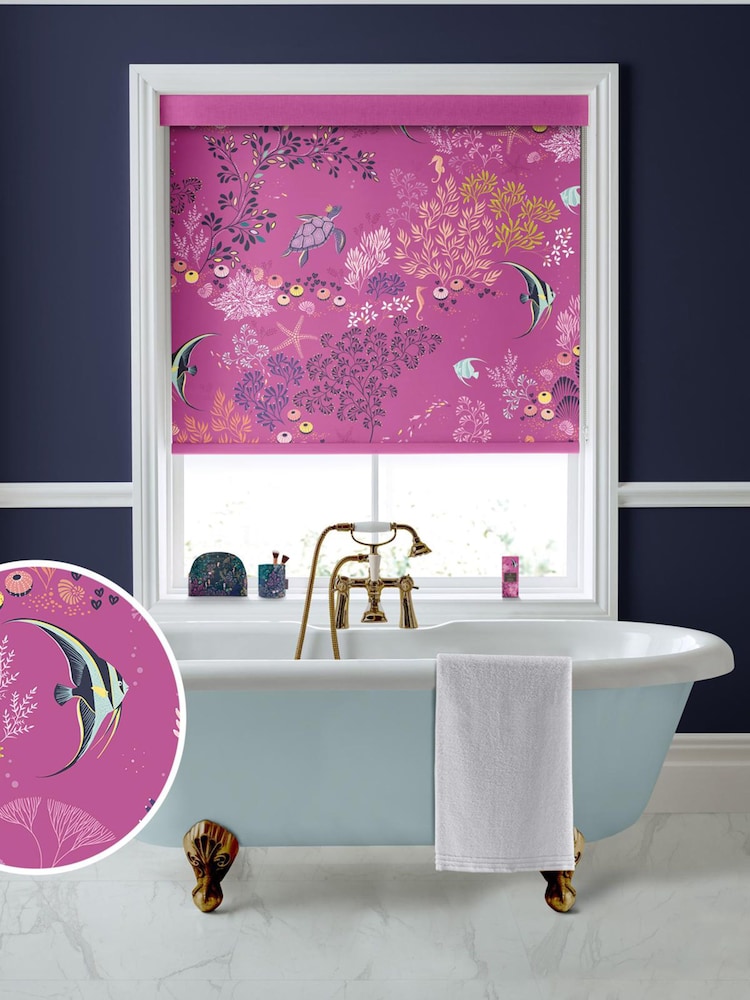 Sara Miller Mauve Purple Underwater Made To Measure Roller Blinds - Image 1 of 5