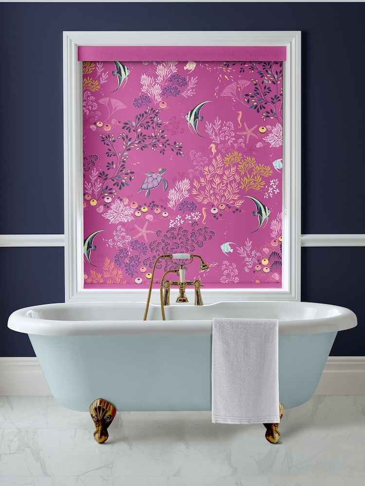 Sara Miller Mauve Purple Underwater Made To Measure Roller Blinds - Image 2 of 5