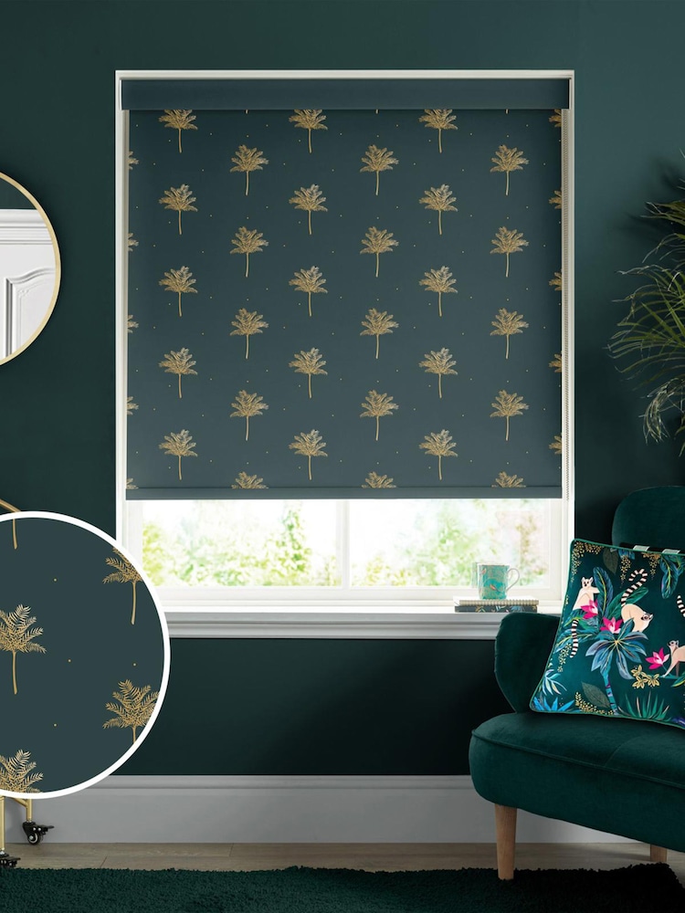 Sara Miller Forest Green Small Palm Made To Measure Roller Blinds - Image 1 of 5
