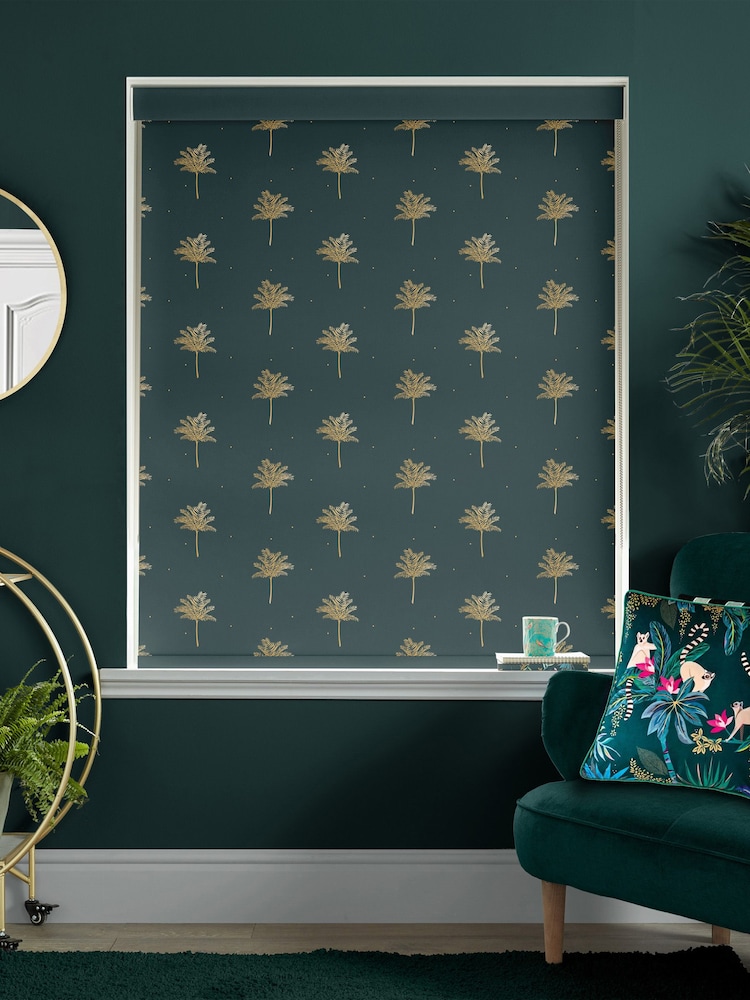 Sara Miller Forest Green Small Palm Made To Measure Roller Blinds - Image 2 of 5