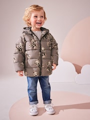 Brown Bear Print Shower Resistant Padded Puffer Coat (3mths-7yrs) - Image 3 of 11
