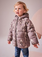 Brown Bear Print Shower Resistant Padded Puffer Coat (3mths-7yrs) - Image 6 of 11