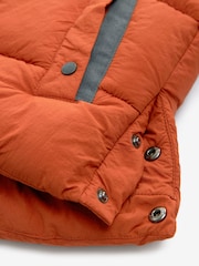 Rust Brown Borg Fleece Lined Shower Resistant Hooded Padded Coat (3mths-7yrs) - Image 12 of 13
