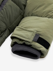 Green Colourblock Borg Fleece Lined Shower Resistant Hooded Padded Coat (3mths-7yrs) - Image 10 of 11