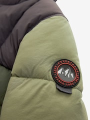 Green Colourblock Borg Fleece Lined Shower Resistant Hooded Padded Coat (3mths-7yrs) - Image 11 of 11