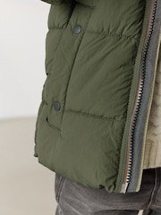 Green Colourblock Borg Fleece Lined Shower Resistant Hooded Padded Coat (3mths-7yrs) - Image 8 of 11