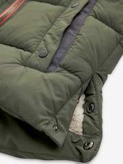 Green Colourblock Borg Fleece Lined Shower Resistant Hooded Padded Coat (3mths-7yrs) - Image 9 of 11