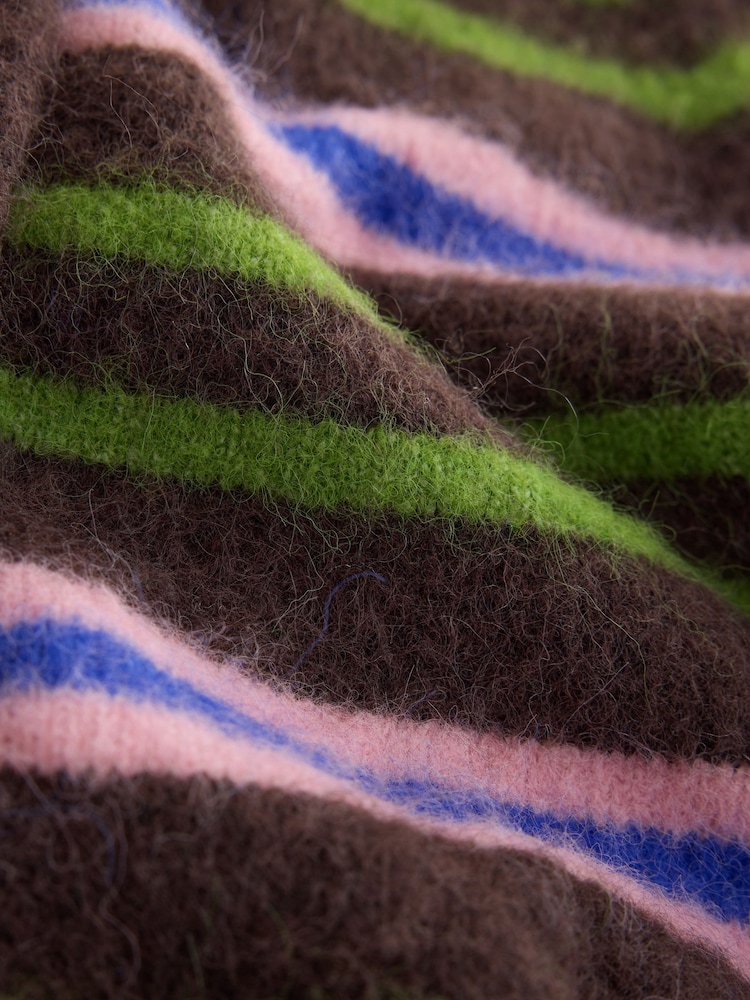 Čokoladno smeđa Stripe - Bombaški kardigan s dugim rukavima i okruglim izrezom - Slika 3 od 3 Čokoladno smeđa Stripe - Bombaški kardigan s dugim rukavima i okruglim izrezom - Slika 3 od 3