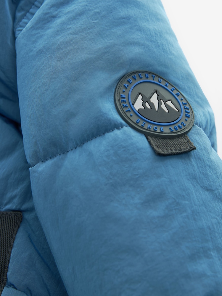 Blue Borg Fleece Lined Shower Resistant Hooded Padded Coat (3mths-7yrs) - Image 10 of 11